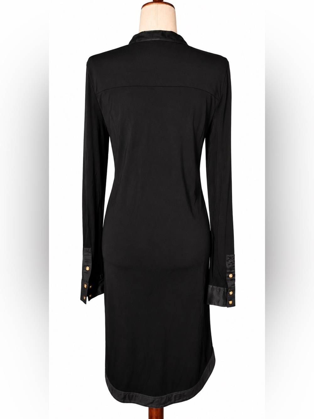 Tory Burch midi black dress w logo gold buttons. Long sleeve, Quiet Luxury. S - Picture 3 of 6